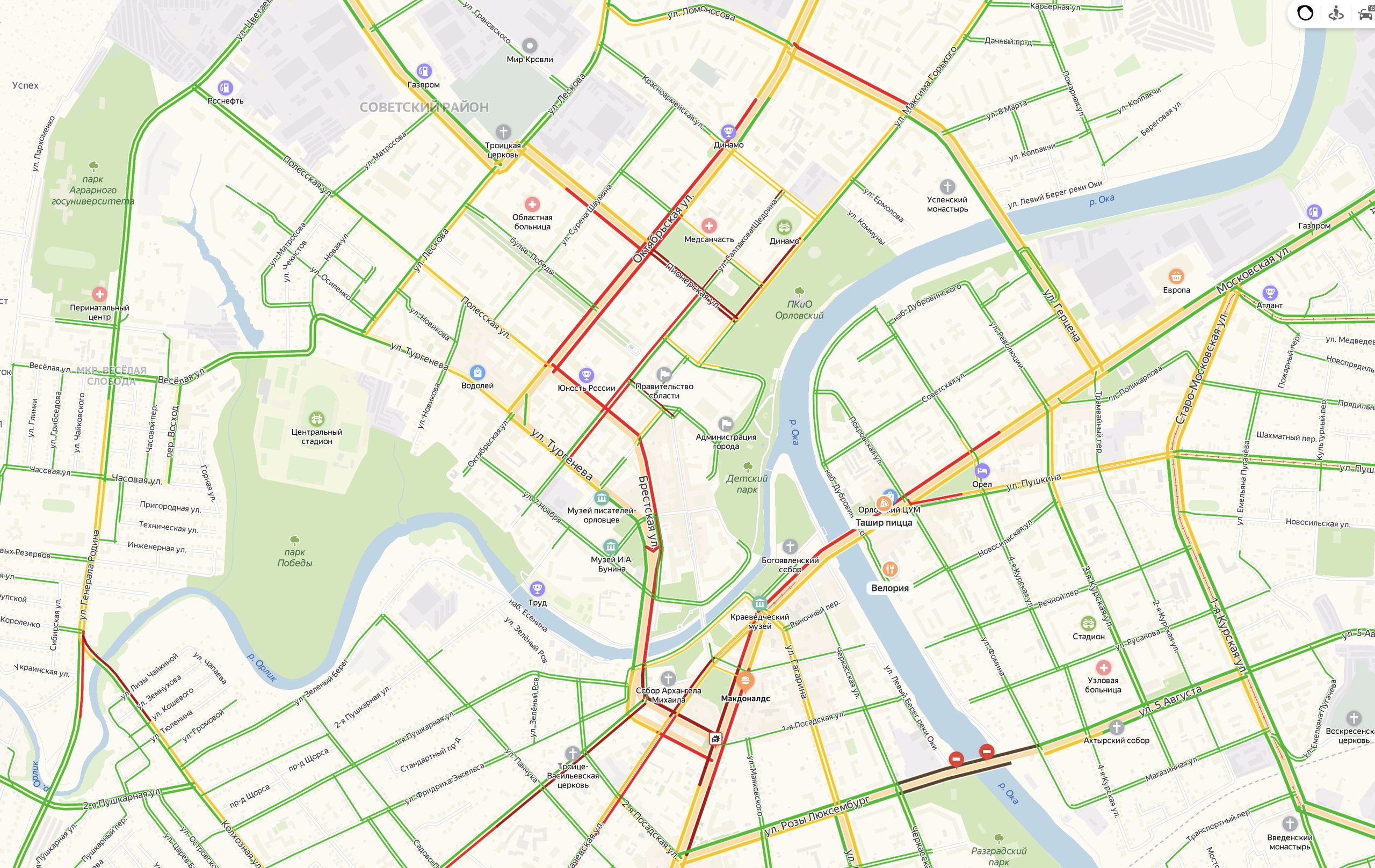 Октябрьская орел карта. Карта пробок Орел. Пробки Орел. Яндекс пробки Орел. Перекрытие моста Орел схема движения.