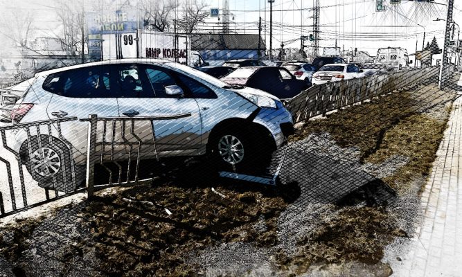 В Орле в час пик на ул. Васильевской не разъехались две иномарки