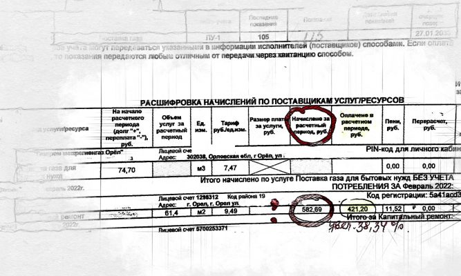 Орловцы в шоке от сумм за капремонт в квитанциях за январь: плата выросла минимум на 105 рублей