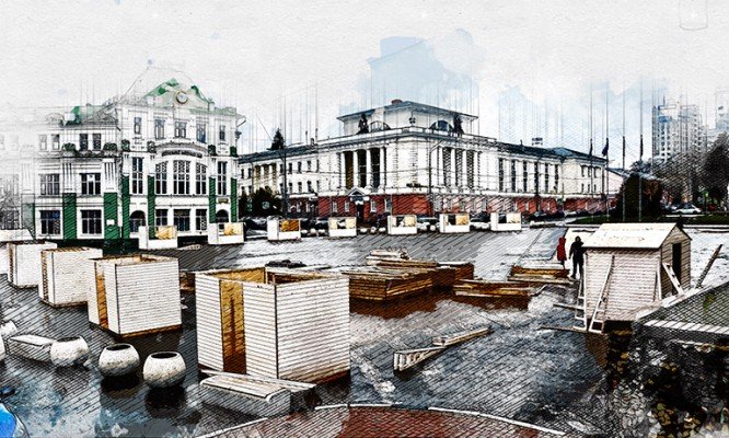 В центре Орла к Новому году начали устанавливать домики-шале