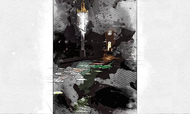 В Орле Ленинской мост подсветили новогодней проекцией