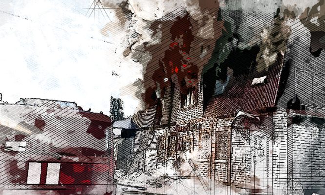 При пожаре в ливенском магазине мужчина получил ожоги лица