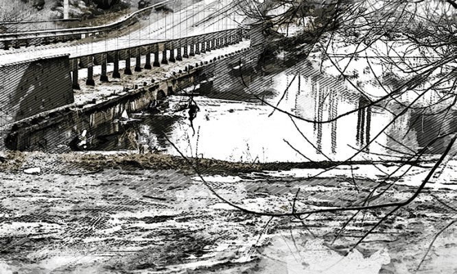 Мост под Орлом в д.Гать на грани затопления