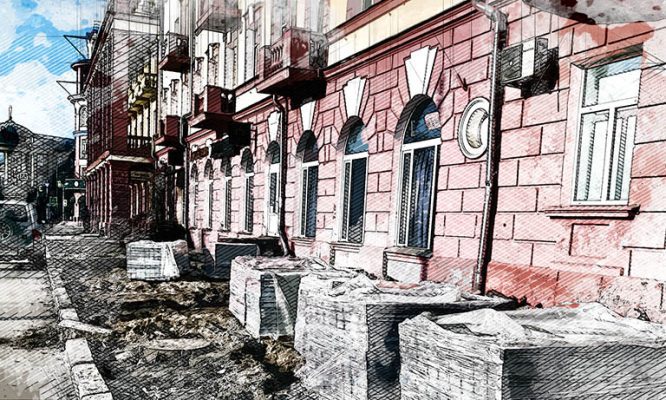 В Орле возле одноимённой гостиницы стартовали работы по благоустройству