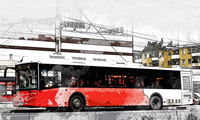 На маршрут в Знаменку вышел ещё один большой автобус от частника