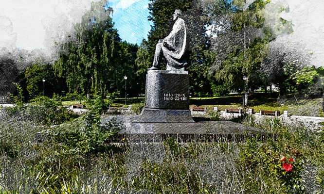В Орле праздничные украшательства обошли стороной памятник Тургеневу