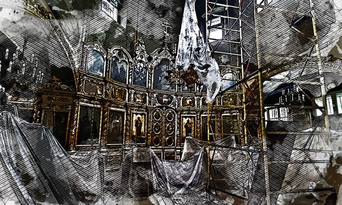 В храме Орла началась реставрация настенных библейских сюжетов